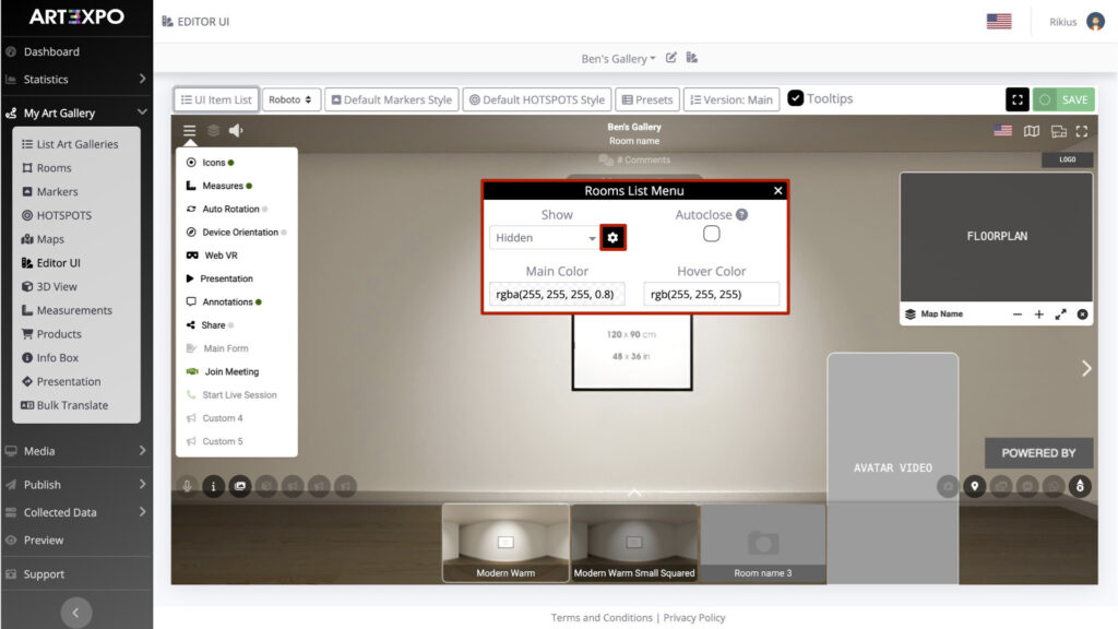 4-ART3XPO-How-To-Art-Gallery-EditorUI-RoomList