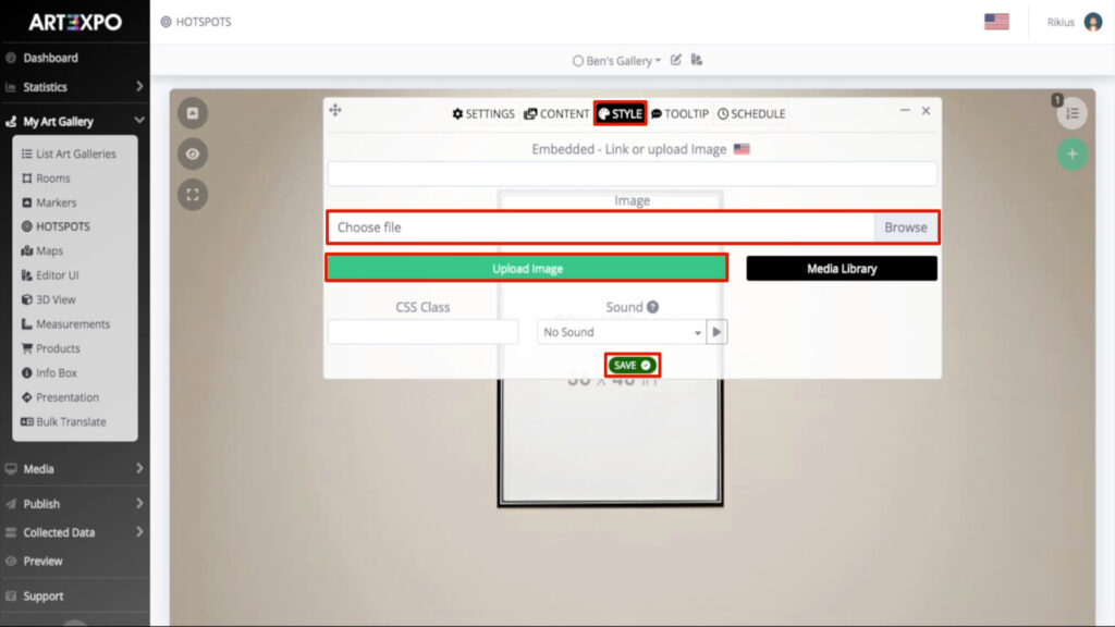 ART3XPO-3UserGuide-How-To-Art-Gallery-Quadro3D-StyleTab