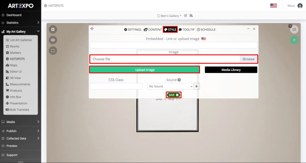 ART3XPO-3UserGuide-How-To-Art-Gallery-Quadro3D-StyleTab
