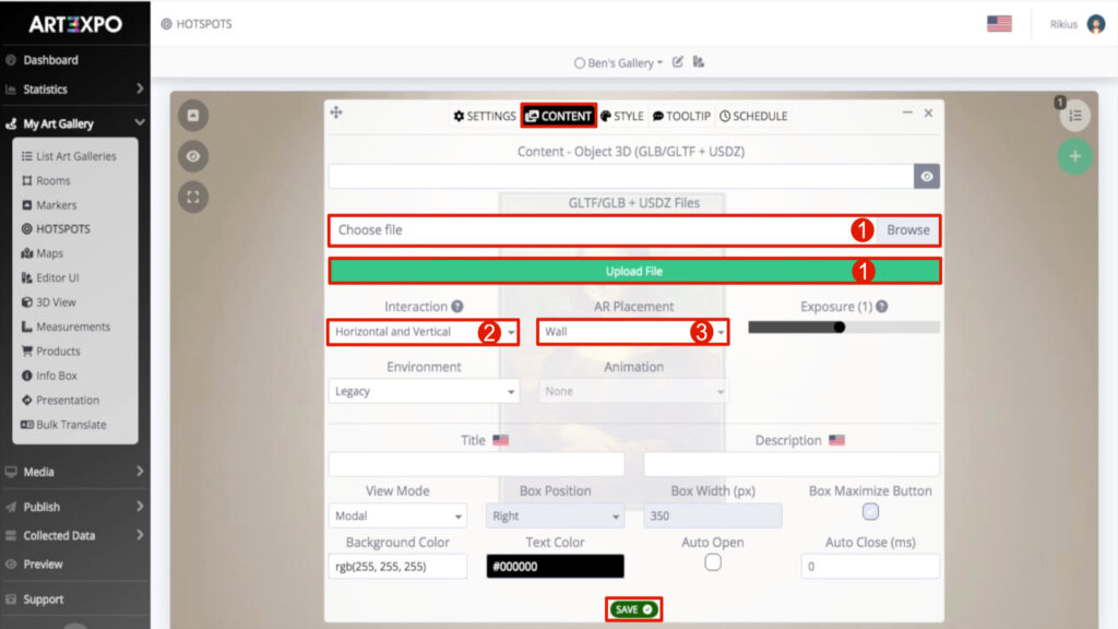 ART3XPO-4UserGuide-How-To-Art-Gallery-Quadro3D-ContentTab