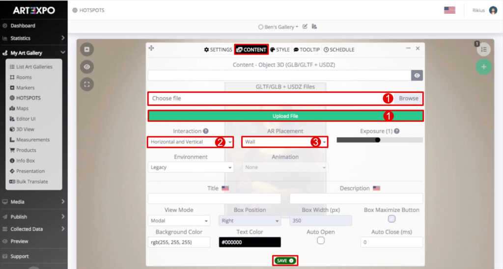 ART3XPO-4UserGuide-How-To-Art-Gallery-Quadro3D-ContentTab